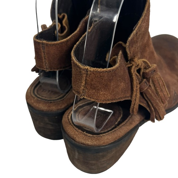 BORN Monikah Block Heel Distressed Suede Back Strap Bootie in Tobacco Size 8 - Picture 7 of 13